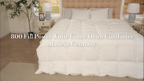 Puredown Fluffy Extra Warm Euro 90% Goose Down Comforter 500TC Cotton Shell - 第 1 支影片，共 1 支