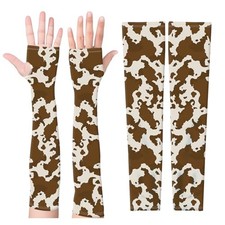 Gardening Sleeves, Cooling Arm Sleeves with Thumb Hole, Retro Brown Cowhide