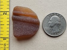 GENUINE BEACH SEA GLASS SURF TUMBLED CHOCO BROWN OCEAN HONEY NECK LIP PENDANT L1