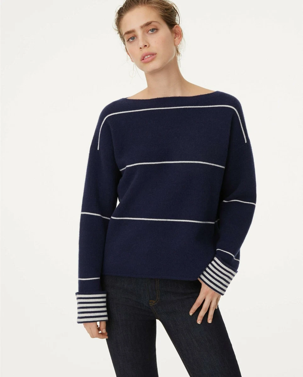 nwot $778 RALPH LAUREN Black Label Cashmere Reversible Stripped Sweater S