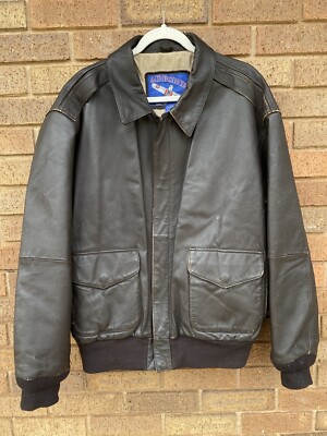 Vintage Air Force Airborne Leather Jacket Mens XL Brown Lined