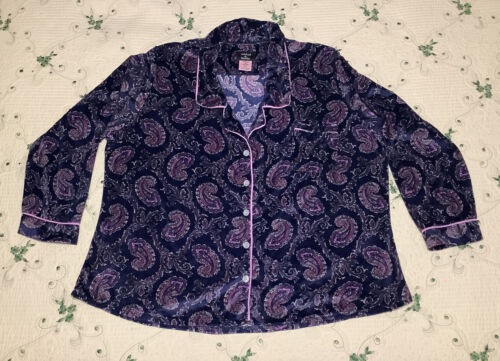 WOMEN'S Sz 3XL "ASHFORD & BROOKS" BLACK PAISLEY DRAWSTRING WINTER LOUNGE PAJAMAS - Picture 2 of 7