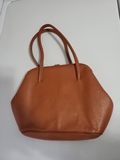 VTG 1950s Brown Tan Hand Bag Argentina Clutch Style With Vintage Mirror