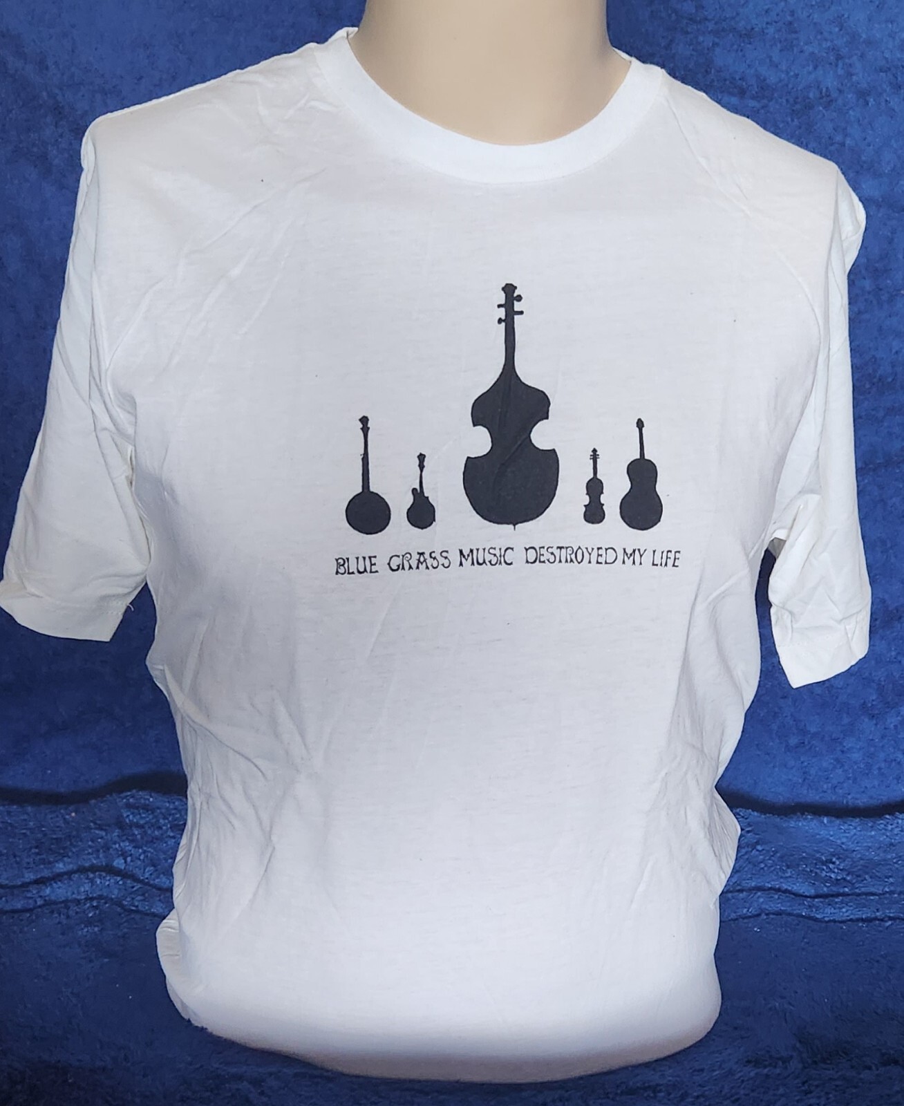 Blue Grass Music Destroyed My Life White Large TShirt NEW