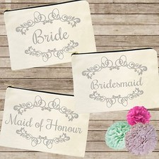 Canvas Pouch Tote Wedding Bag Bridal Bride Bridesmaid Hens Night Shower Gift