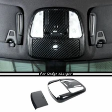 Car Roof Reading Light Lamp Cover Trim Kit For Dodge Charger 2014+ Carbon Fiber