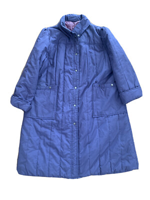 Vintage Quilted Puffer Trench Coat Grandma Jacket Womens Size 22 1/2 Purple 