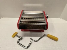 GOURMEX PASTALUX Pasta Machine Red w/Table Clamp Spaghetti, Lasagna, Noodles NEW
