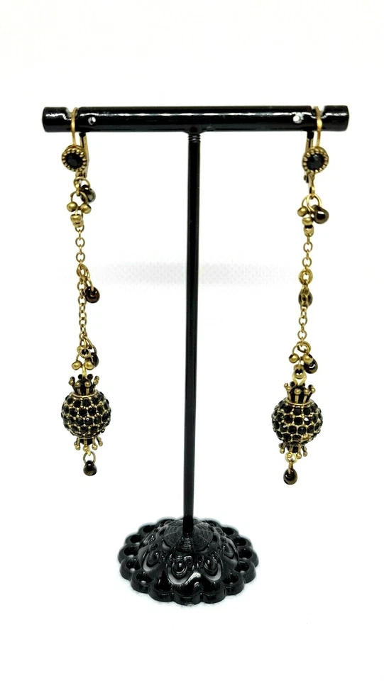 Preciosos y elegantes pendientes Michal Negrin de cristal negro. Foto 3 de 4