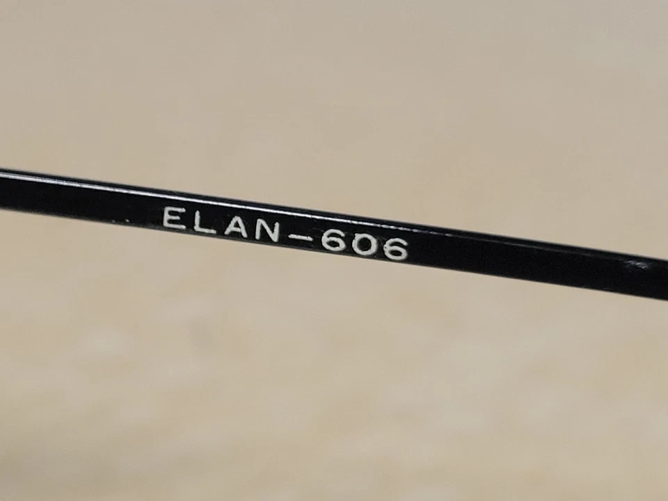 Monturas de gafas negras brillantes elegantes y grandes Elan vintage reales para hombre y mujer 56 mm Foto 4 de 4