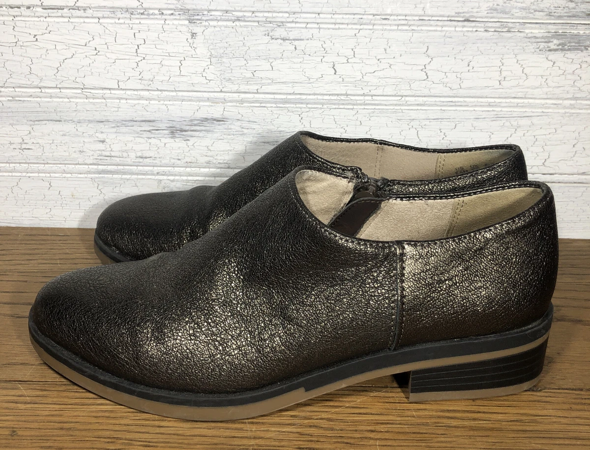 Naturalizer Womens Bronze Crackle Reagan Leather Zip Ankle Booties