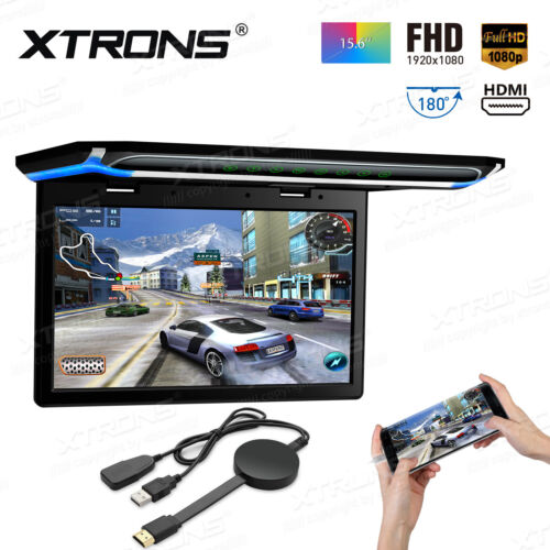 15.6" Flip Down Car Roof Monitor Overhead 1080P USB HDMI+Miracast Airplay Dongle - Picture 1 of 12