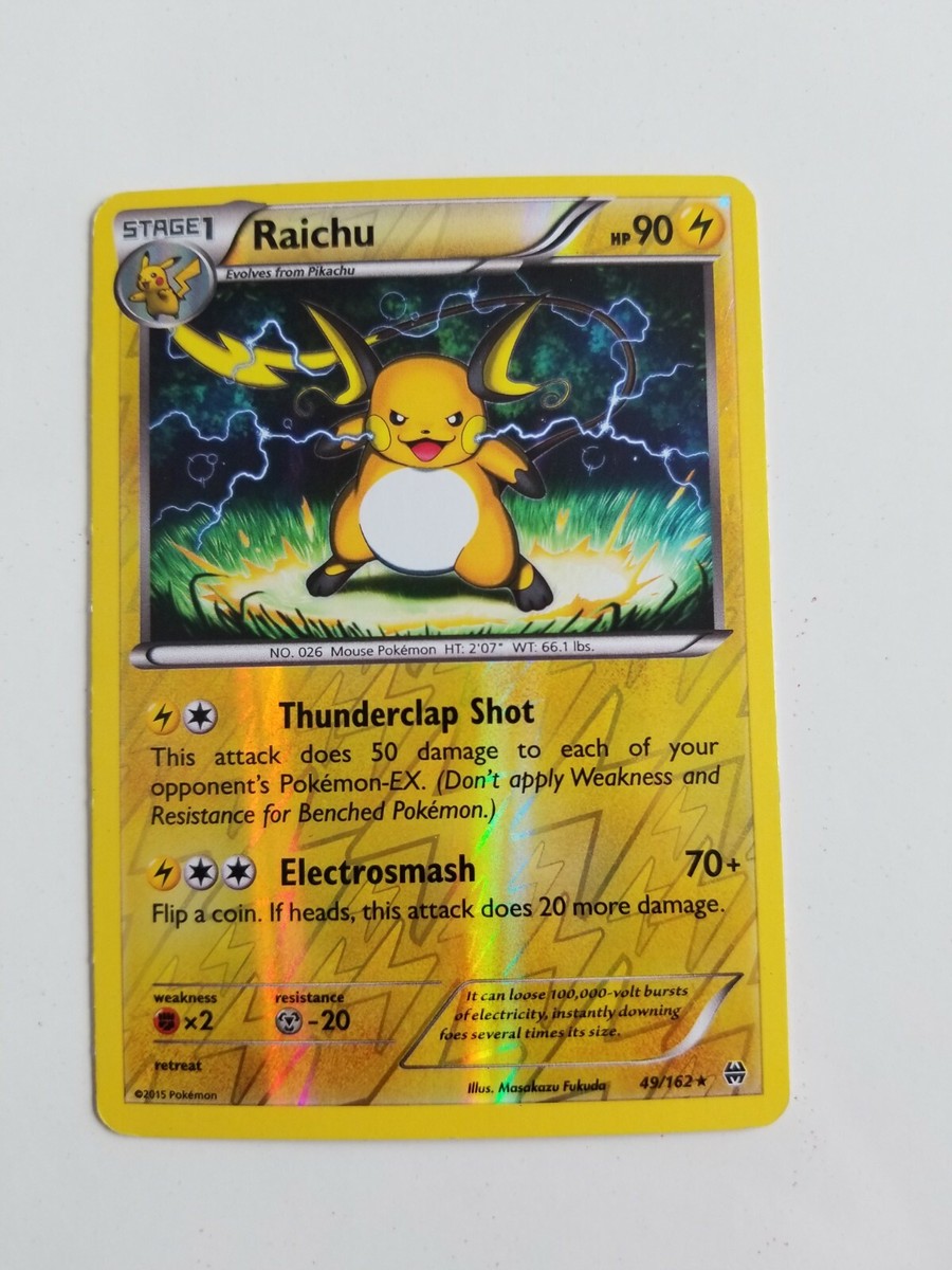 Raichu 49/162 Rare Reverse Holo XY In Plastic Sleeve With Tracking