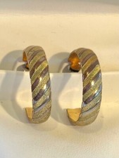 Vintage Mixed Metal Pierced Hoop Earrings 1"