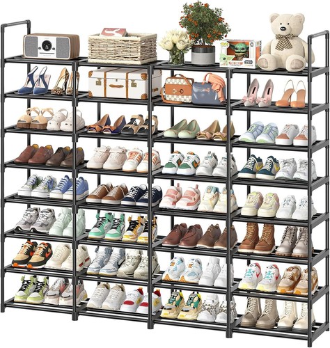 Zapatero de metal de 8 niveles que ahorra espacio - Tiene capacidad para 64 pares para entrada y armario - Imagen 3 de 9