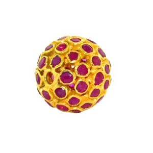 Authentic 2.73ct Red Garnet Round Gold Plated Spacer Finding 925 Sterling Silver