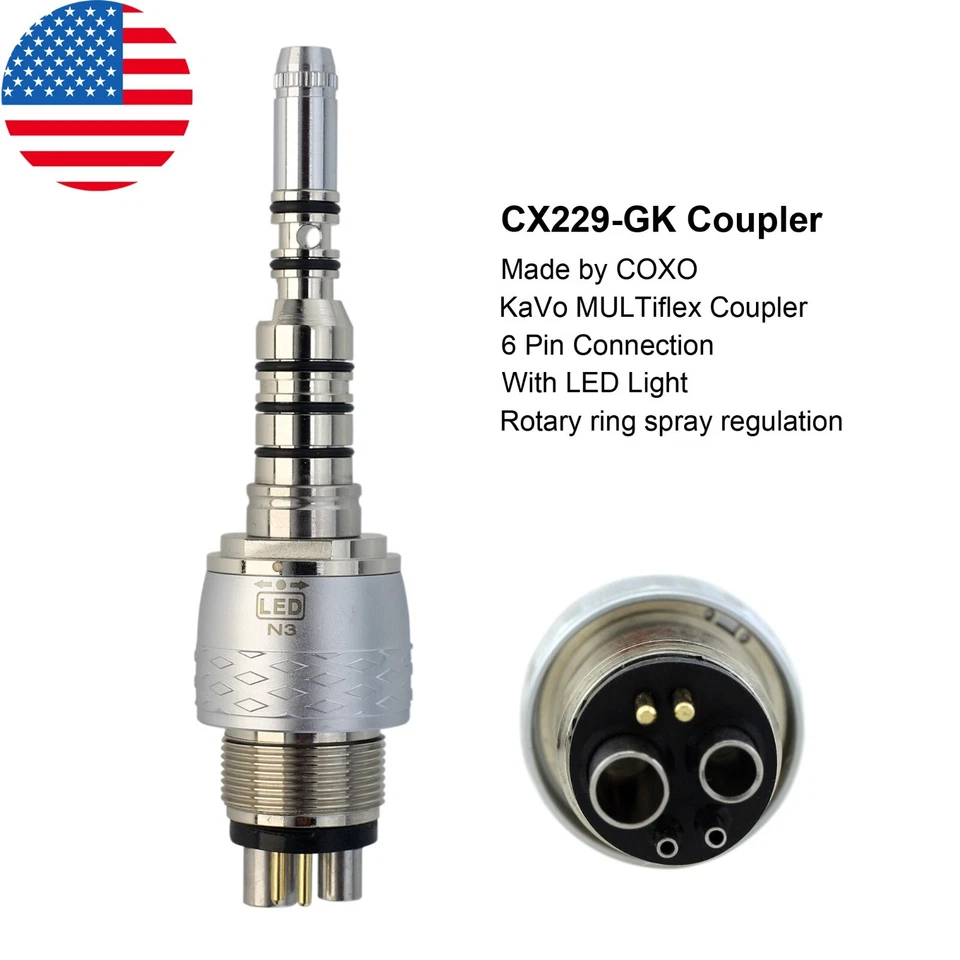 Acoplador de acoplamiento de pieza de mano dental LED de 6 orificios para KAVO Multiflex NSK Phatelus con h Foto 2 de 4