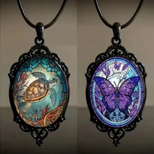 Gothic Pendant Necklace Jewelry Vintage Black Nature Animal Victorian S