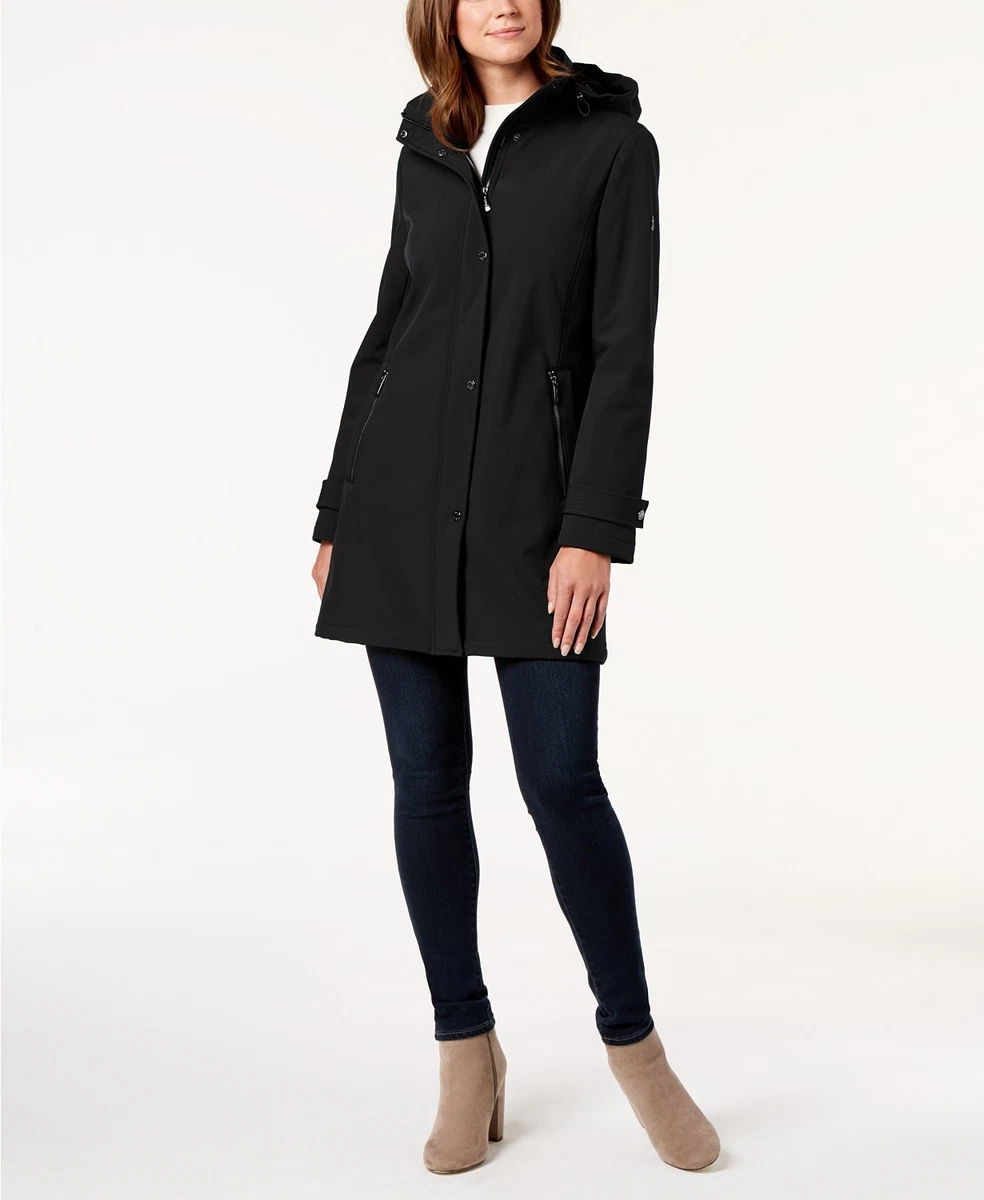 Calvin Klein Stretch Softshell Raincoat Removable hood Color Black