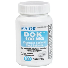 Major DOK 100 mg Stool Softener 100 Tablets