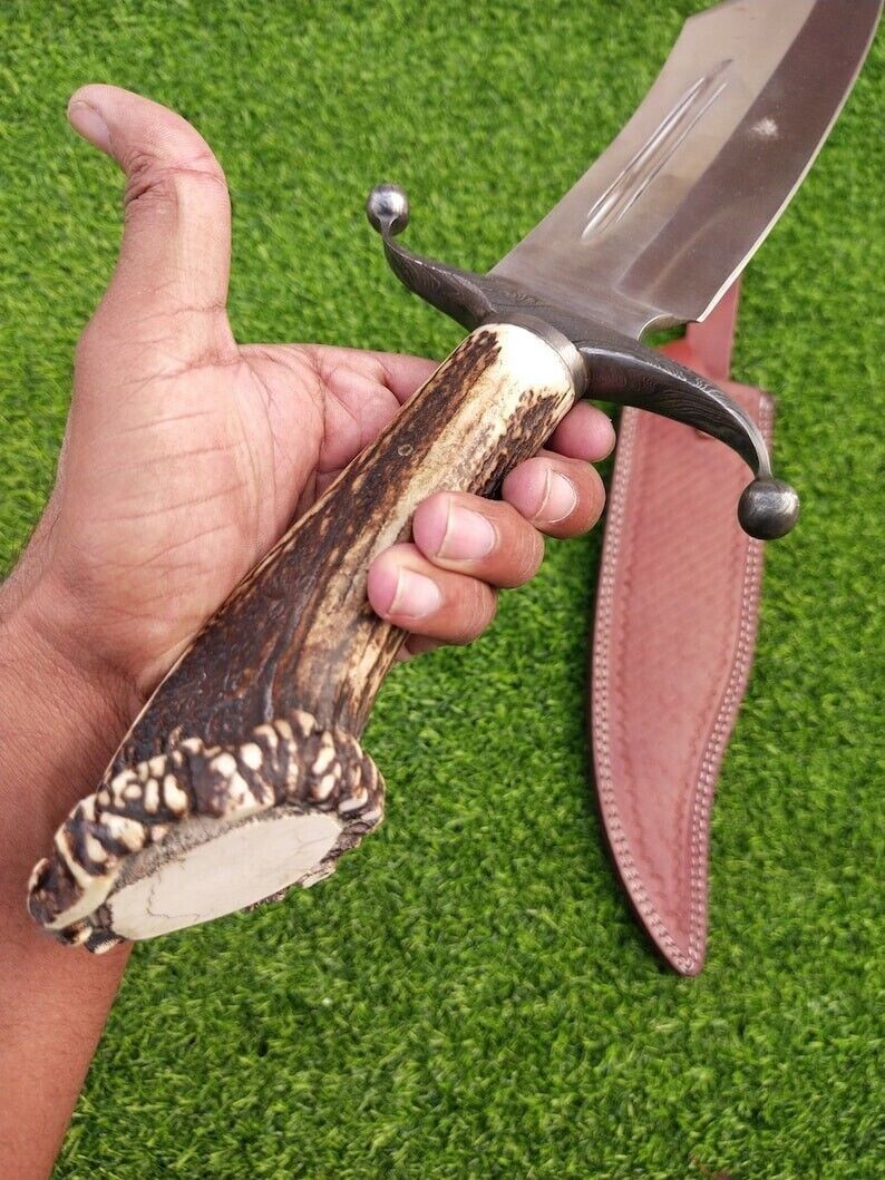 Stage Horn Antique Bowie Knife 19" Custom Handmade Bowie Knife D2 Steel