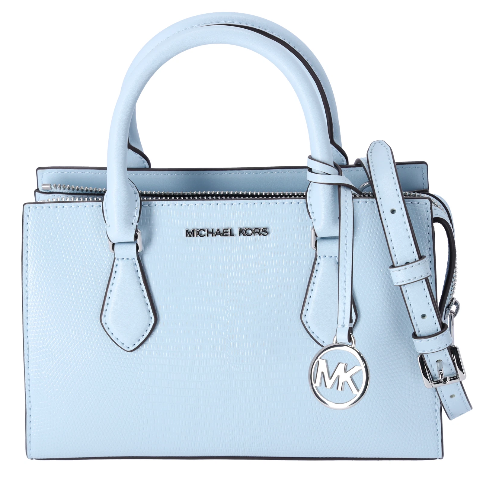 Borsa a tracolla Michael Kors Sheila piccola in ecopelle saffiano blu vista