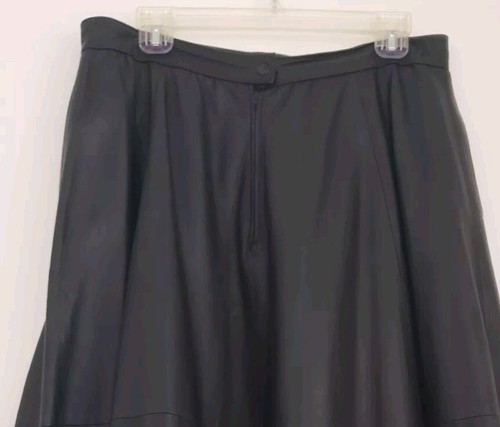 Womens Leather Skirt IT 48 US 12 Italian Black Full Midi Circle - Picture 7 of 8