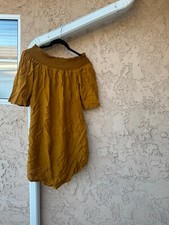  MNG/ Mango Off the shoulder dress tan/mustard size 6