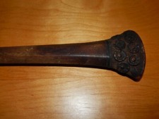 VINTAGE CARVED WOOD HANDLE FLORAL LEAVES UMBRELLA ANTIQUE TOP 43"