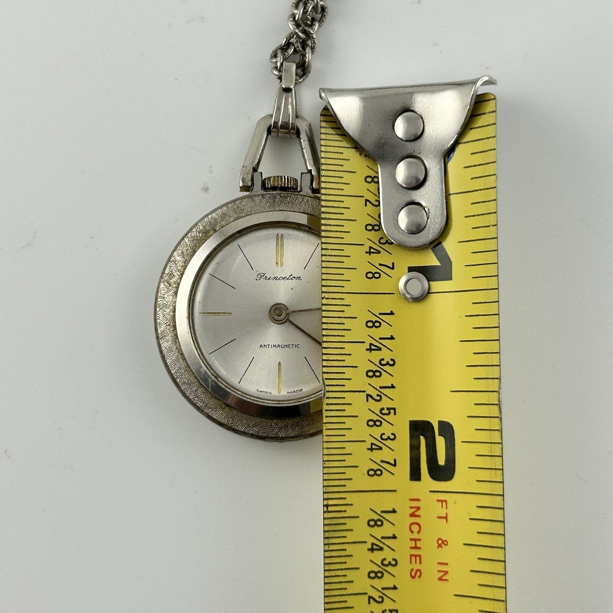 Princeton Swiss Antimagnetic Watch Pendant 70s Manual Wind Running Princeton Swiss Made Watch Pendant Pocket Antimagnetic NOT  main image 2