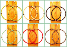 Set of 6 PCS Handmade Beaded BOHO Hoop Silver Tone Earrings 6 COLORS WHOLESALE