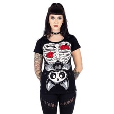 Cupcake Cult T-Shirt Ribcage Bat Fledermaus Skelett Knochen Kawaii Gothic Goth