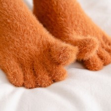 4 Pairs Women Faux Fur Five Finger Ankle Toe Socks Warm Fluffy Winter Home Bed
