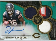 2015 TOPPS TRIPLE THREADS EMERALD JEREMY LANGFORD PATCH RELIC #D /50 AUTO BEARS