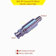 BNC Male to Female RF Coaxial DC Block 2W DC-3GHz 50Ω Stainless steel DC-Block