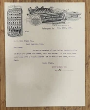 1899 Letterhead East Hampton Ct Indianapolis In Kipp Brothers Toys Bells Musical