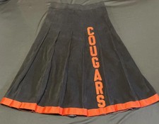 Vintage Cheer Skirt Cougars Black Orange Women's 22 Waist Hand Stitched