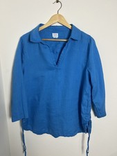 Sigrid Olsen Women s Blue Solid 100% Linen Co...