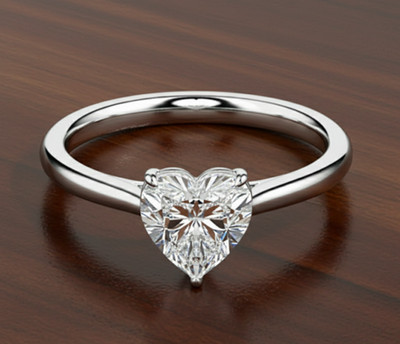 Lab Created Diamond Ring 2 Carat Heart IGI Certified 18K White Gold E-F VS1 CVD