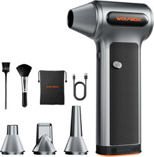 MF200 Compressed Air Duster with Removable Battery  4 Nozzles, Cordless 3-Speed