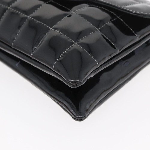 CHANEL Choco Bar Line Hand Bag Patent leather Black Silver CC Auth bs35070A - Picture 17 of 24