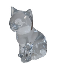 Vtg Bleikristall Crystal Glass Cat Figurine Paperweight Made in West Germany