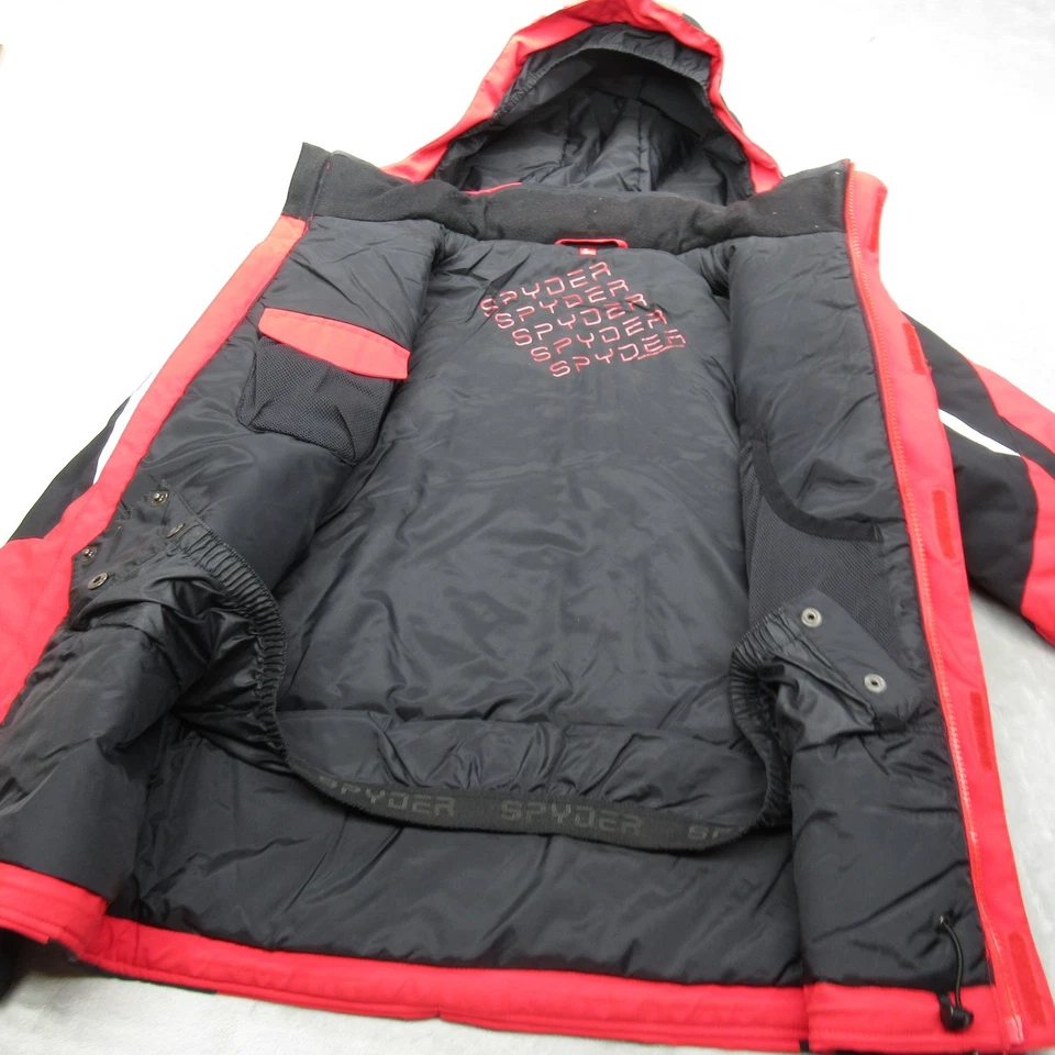 Spyder Ski Jacket Youth 14 Red Hooded Full Zip Waterproof Insulated Snowboard - Image 3 of 4