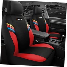 Car Seat Covers Leather and Mesh Seat Covers, Universal Fit Front Seat Red