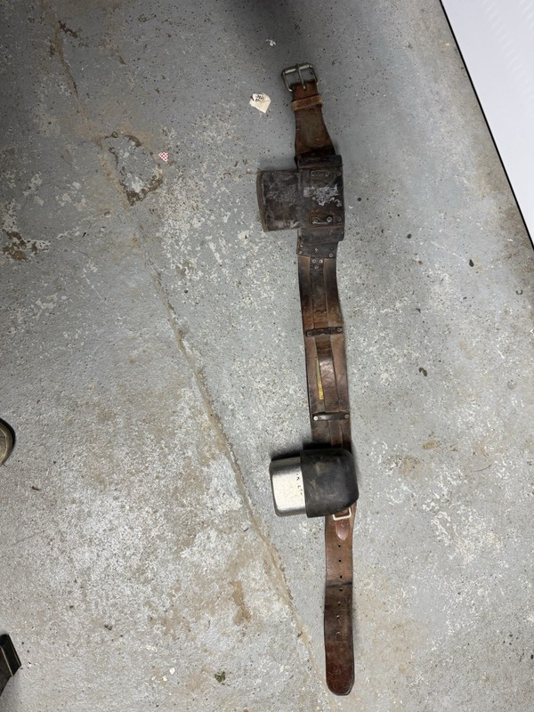 Leather Miners Belt Lamp Battery Support Heavy Duty Vintage Size 36   TD8D