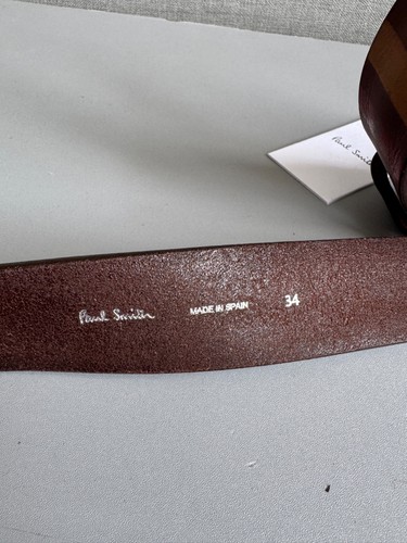 Cintura uomo Paul Smith in pelle a righe marroni dipinta a mano vita 34 nuova - Foto 12 di 18