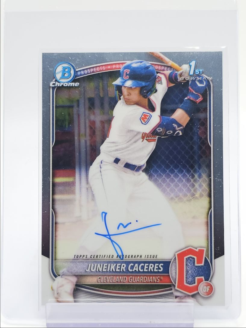 JUNEIKER CACERES 2025 BOWMAN CHROME 1ST AUTOGRAPH BASEBALL GUARDS AUTO Q2754