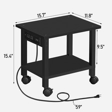 2 Tier Printer Stand, Rolling Printer Cart with Power Outlets and USB Ports, Mob