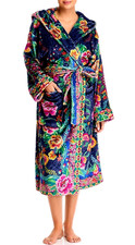 Johnny Was Darna Cozy Soft Sherpa Floral Hooded Robe Darnahta Peacock L XL New