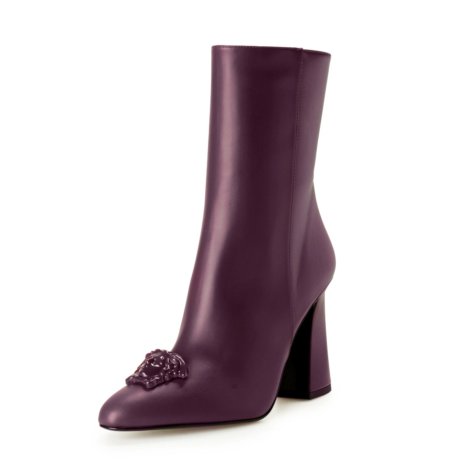 Versace — Versace Women's Plum Purple 100% Leather Heeled Booties Shoes US 6 IT 36